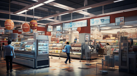 shopping in a supermarket generative AIの素材