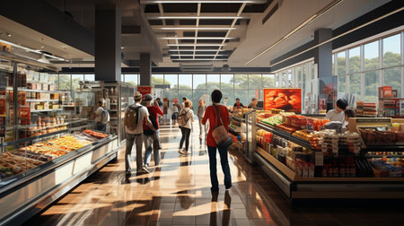 shopping in a supermarket generative AIの素材