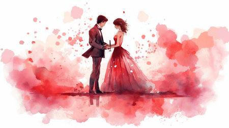 valentine watercolor white background sceneの素材