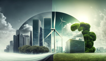 ESG green energy sustainable industry Environmental Social and Corporate Governance Earth Day the importance of loving nature Generative AIの素材