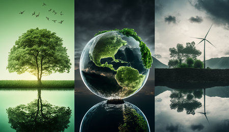 ESG green energy sustainable industry Environmental Social and Corporate Governance Earth Day the importance of loving nature Generative AIの素材