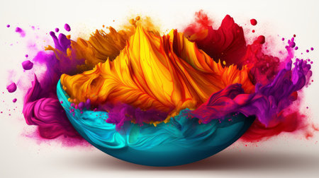 Holi Festival color powder. organic gulal colors in bowl 25th March Generative AIの素材