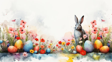 Easter watercolor March 31 Generative AIの素材