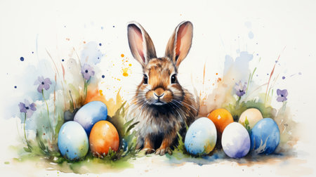 watercolor Easter or the day of the resurrection of jesus christ March 31 Generative AIの素材