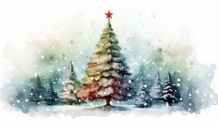 watercolor christmas White background scene Generative AIの素材
