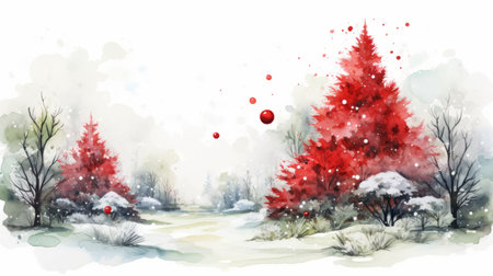 watercolor christmas White background scene Generative AIの素材