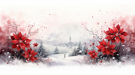 watercolor christmas White background scene Generative AIの素材