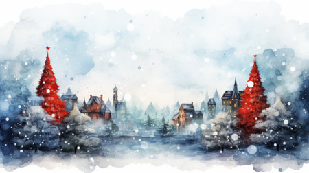 watercolor christmas White background scene Generative AIの素材