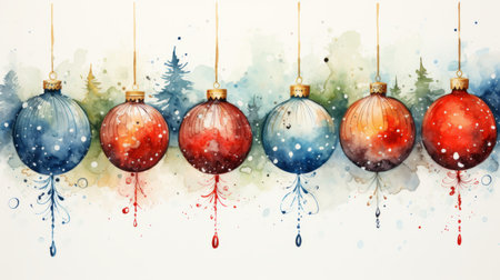 watercolor christmas White background scene Generative AIの素材