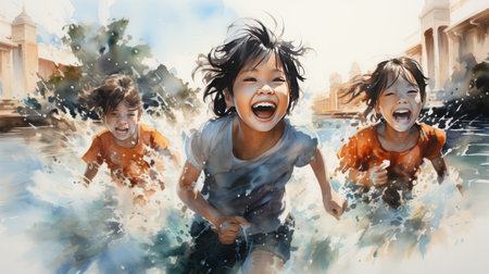 Songkran Day 13th to15th April Generative AIの素材