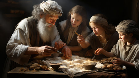 Passover Jewish festival commemorating the LORD bringing them out of slavery in Egypt April 22 to April 30 Generative AIの素材