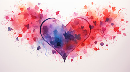 Heart shape Valentine's Day Style Watercolor February 14 Generative AIの素材