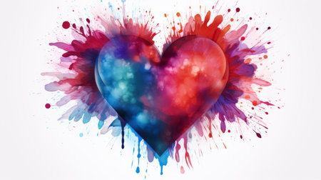 Heart shape Valentine's Day Style Watercolor February 14 Generative AIの素材