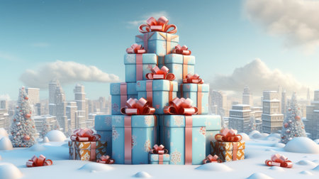 Merry Christmas Festival Cartoon style3D Generative AIの素材