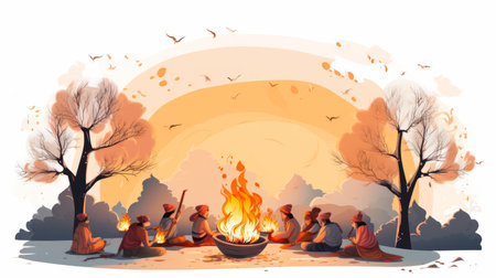 Lohri Indian Festival, Local Punjabi Winter Festival 13 Januaryの素材