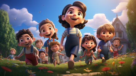 National Children Day 13th January cartoon style 3D Generative AIの素材