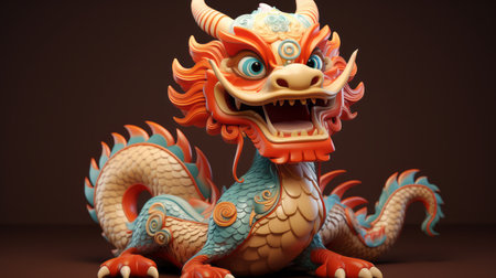 dragon zodiac cartoon Chinese new year festival 3D 10th February Generative AIの素材