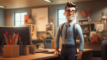 Employee Appreciation Day cartoon, 3D render style 1th march Generative AIの素材