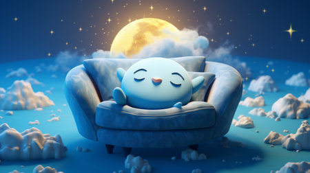 Children cartoon World Sleep Day 8th March Generative AIの素材