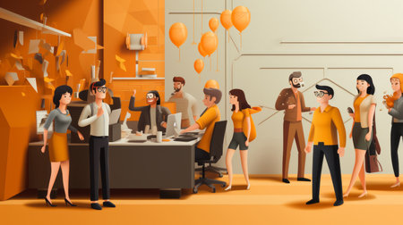 Employee Appreciation Day cartoon, 3D render style 1th march Generative AIの素材