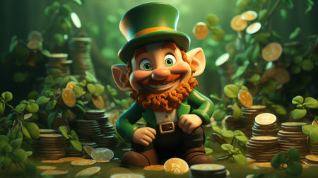 Cartoon St Patricks Day a day of pride for Ireland 17th March 3D style Generative AIの素材