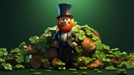 Cartoon St Patricks Day a day of pride for Ireland 17th March 3D style Generative AIの素材