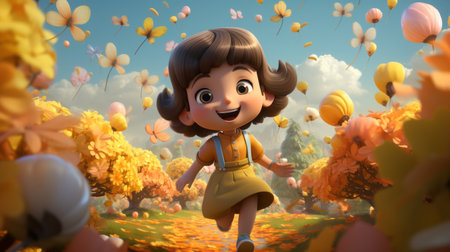 Spring the key of the happy holidays 19th march 3D cartoon Generative AIの素材