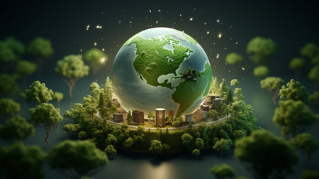 Earth Day Turn off the lights 30th March 3D cartoon Generative AIの素材