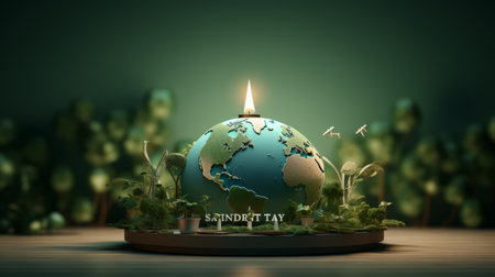 Earth Day Turn off the lights 30th March 3D cartoon Generative AIの素材