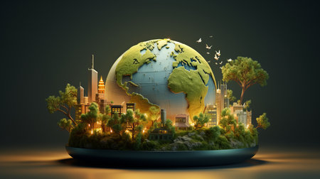 Earth Day Turn off the lights 30th March 3D cartoon Generative AIの素材