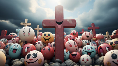 Good Friday Holy Friday March 29 3D cartoon Generative AIの素材