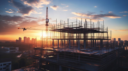 Construction site building construction that were created by realistic Generative AIの素材