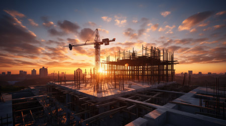 Construction site building construction that were created by realistic Generative AIの素材