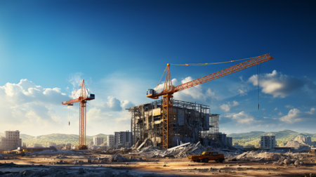 Construction site building construction that were created by realistic Generative AIの素材