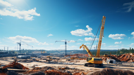 Construction site building construction that were created by realistic Generative AIの素材