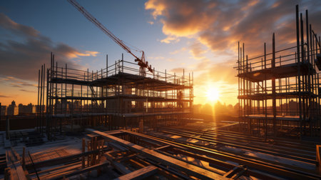 Construction site building construction that were created by realistic Generative AIの素材