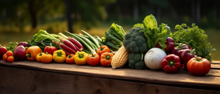 Pile of various vegetable produce from the farm that were created by realistic Generative AIの素材
