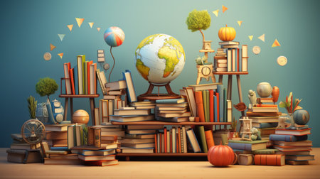 International Day of Books and Copyrights 23th April 3D Cartoon Generative AIの素材