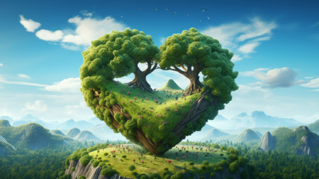 Protect Earth Day the importance of loving nature 3D cartoon Generative AIの素材