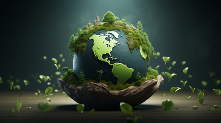 Protect Earth Day the importance of loving nature 3D cartoon Generative AIの素材