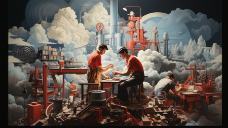 National Labor Day 1th May cartoon style 3D Generative AIの素材