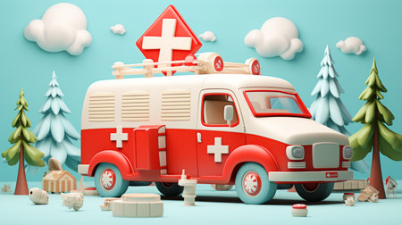International Red Cross Day 8th May cartoon style 3D Generative AIの素材
