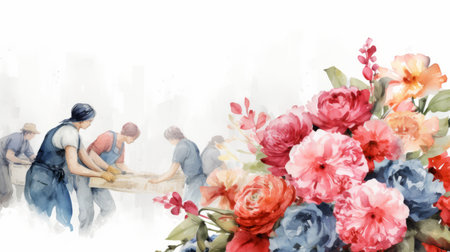 National Labor Day 1th May Watercolor style Generative AIの素材