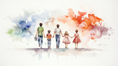 International Family Day 15th May Watercolor style Generative AIの素材
