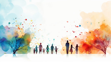 International Family Day 15th May Watercolor style Generative AIの素材