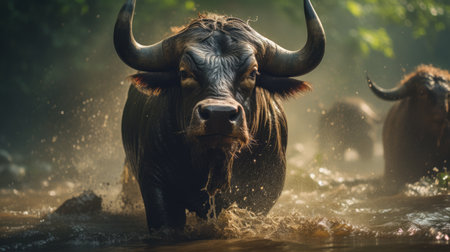 Thai buffalo conservation day 14th May cartoon Generative AIの素材