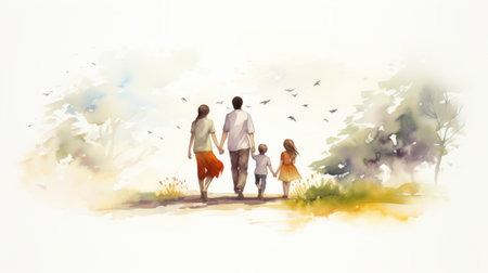 International Family Day 15th May Watercolor style Generative AIの素材