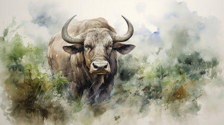 Thai buffalo conservation day 14th May cartoon Generative AIの素材