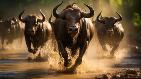Thai buffalo conservation day 14th May cartoon Generative AIの素材