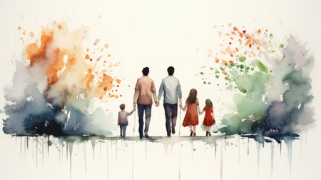 International Family Day 15th May Watercolor style Generative AIの素材